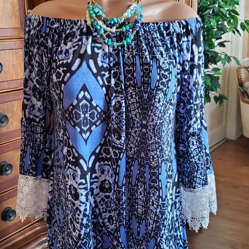 Gorgeous Dress OR Tunic, On OR Off-Shoulder with Lace Accents  #969
